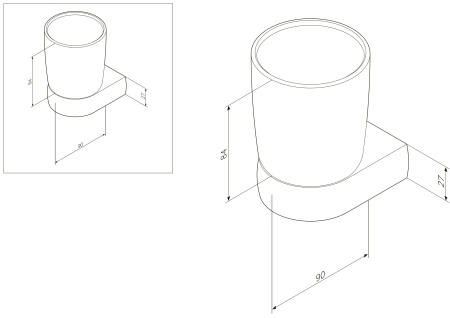 A3034300 Sensation, Стеклянный стакан с настенным держателем, хром, шт