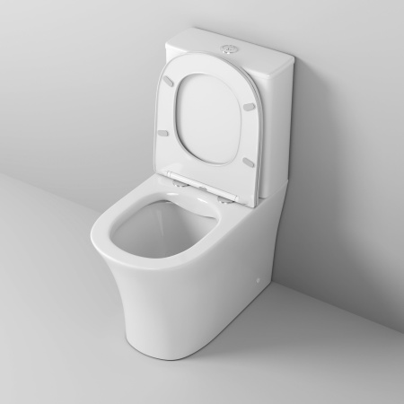 Унитаз GR-4466S Classic (620*365*820) напольный БЕЗОБОДКОВЫЙ с тонкой крышкой, 2 места