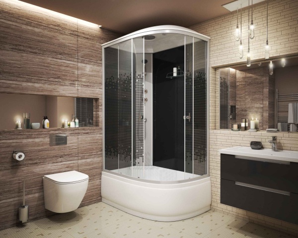 Душ.каб. NG-7510-14L BLACK (1200х800х2150) высокий поддон(40см) стекло МОЗАИКА 4 места