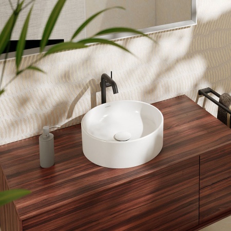 Раковина Hansgrohe "Xuniva S" 60164450, накладная, круглая, керамика, белая, 40х40х13 см