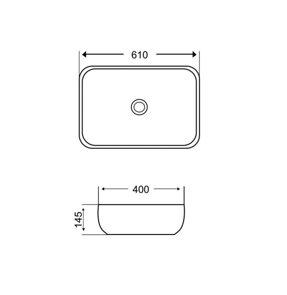 Раковина Grossman GR-3049, фаянс, накладная установка, 610x400x145 мм