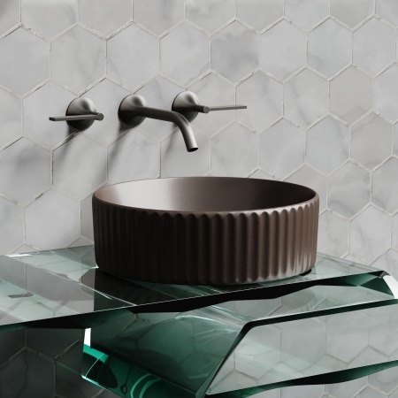 CN6057MDB Умывальник чаша накладная круглая (цвет Темно-Коричневый Матовый) 360*360*115мм