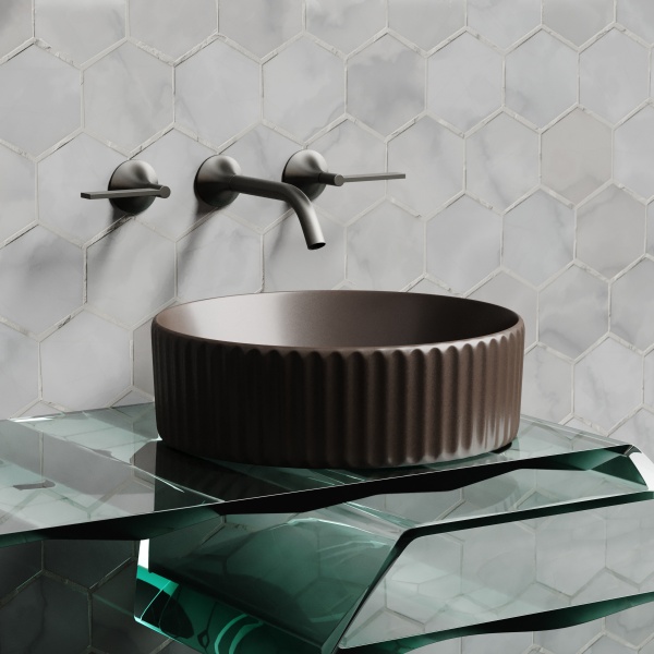 CN6057MDB Умывальник чаша накладная круглая (цвет Темно-Коричневый Матовый) 360*360*115мм