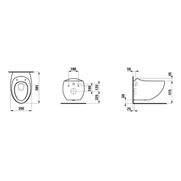 Унитаз подвесной Laufen Alessi One 8.2097.1.400.000.1 безободковый, белый