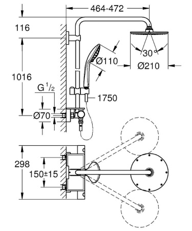 Душевая система Grohe Euphoria System 26363000 с термостатом Хром