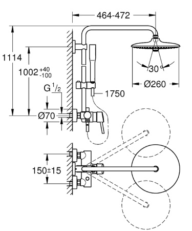 Душевая система Grohe Euphoria System 260 23061003 Хром