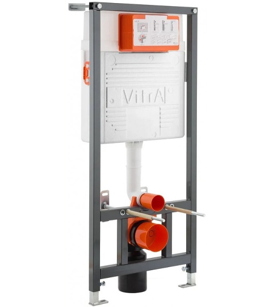Комплект унитаза с инсталляцией Vitra Metropole 9820B003-7201 с сиденьем Микролифт и клавишей смыва Хром матовый