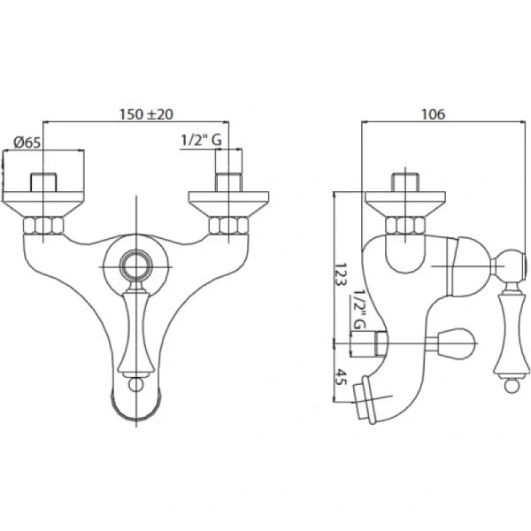 Смеситель на борт ванны с ручным душем Золото 24 карат, ручка белая Cezares Margot MARGOT-PBVM-03/24-Bi