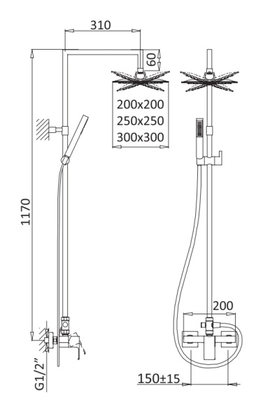 Душевая колонна со  есителем CEZARES PORTA-CD-01