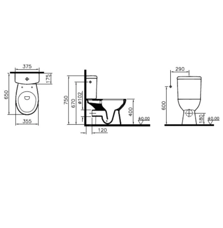 Напольный унитаз Vitra Norm Himmel 9864B099-7207 с бачком и микролифтом, безободковый