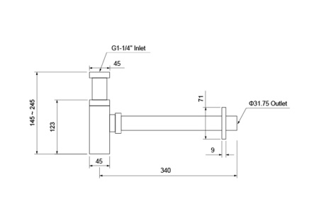 Сифон AQUATEK, матовый черный AQ6013MB