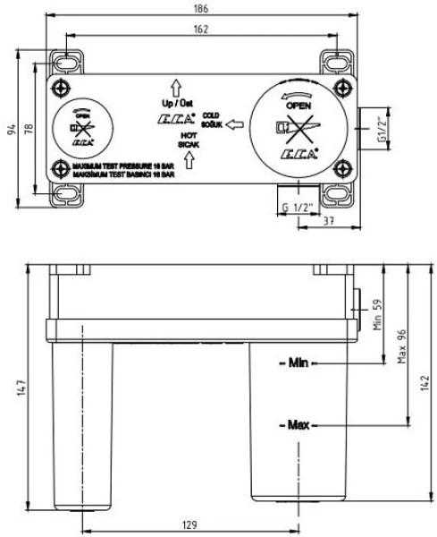Скрытая часть для смесителя E.C.A. 102166601EX