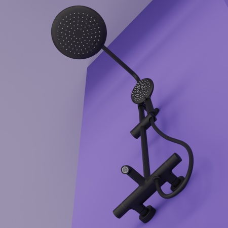 SC3001MB Душевая стойка SANCOS Game для душа/ванны с термостатическим смесителем, цвет черный матовы