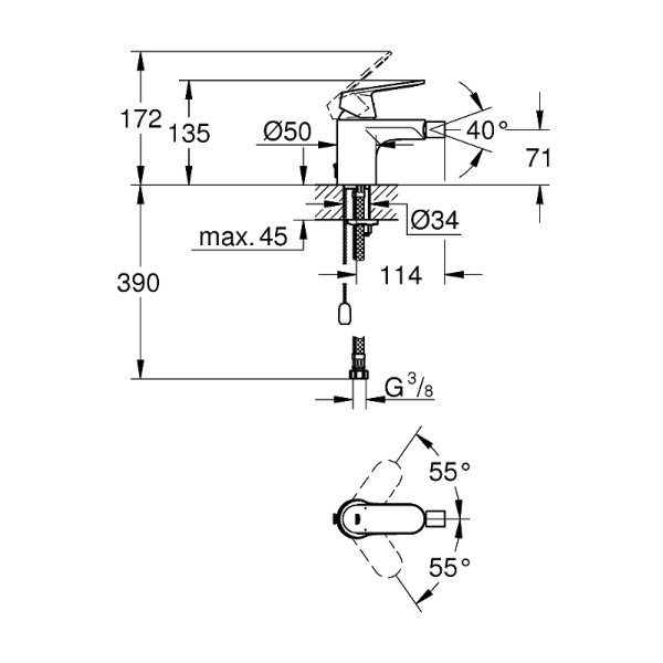 Смеситель для биде Grohe Eurosmart Cosmopolitan 32840000 Хром