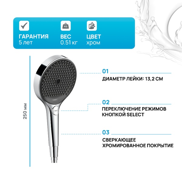 Ручной душ Hansgrohe Rainfinity 26864000 Хром