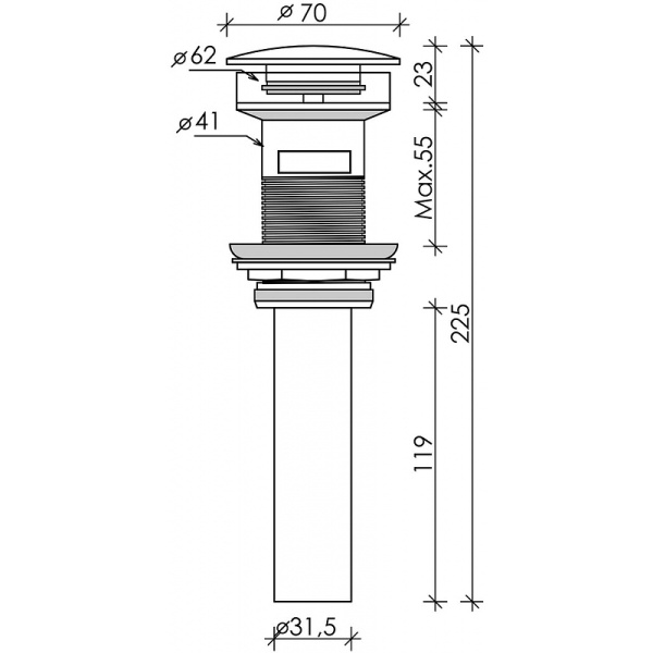Донный клапан Ceramicanova CN2000CHx click-clack Хром