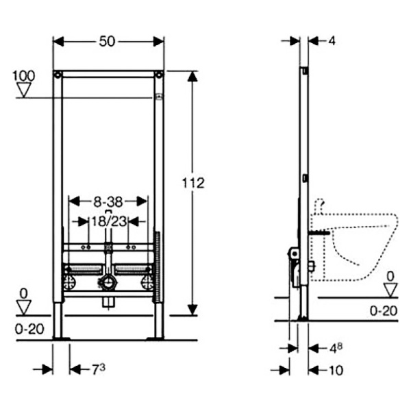 Инсталляция Geberit Duofix 111.520.00.1 для биде без угловых фитингов