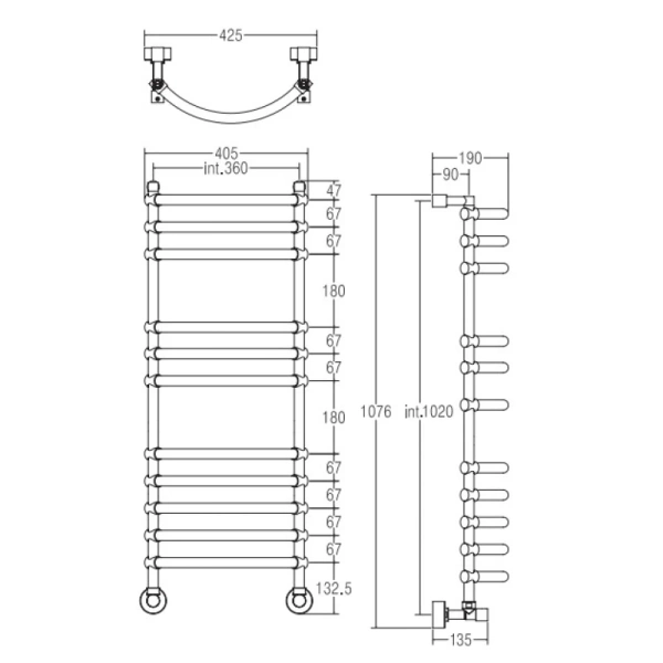 Полотенцесушитель водяной Margaroli Luna 434 - 11 Бронзовый 4343711OBN