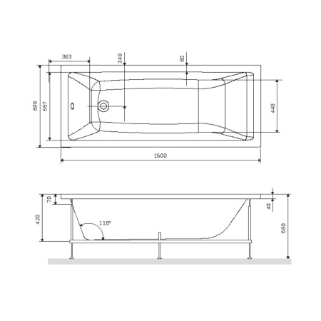 W93A-150-070W-R Gem каркас для ванны 150х70 см