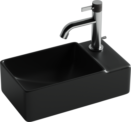 CN5045MB Умывальник подвесной прямоугольный (чаша слева, отверстие под смеситель справа) цвет черный