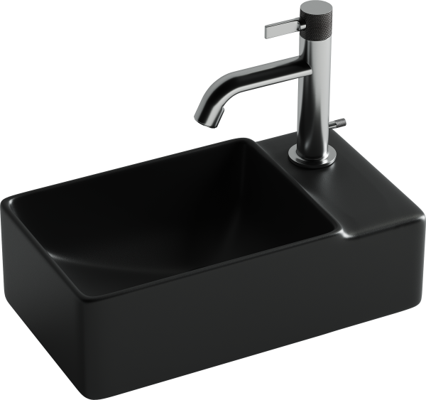 CN5045MB Умывальник подвесной прямоугольный (чаша слева, отверстие под смеситель справа) цвет черный