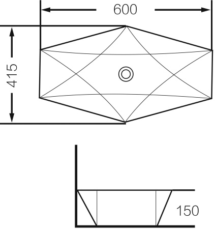 Раковина Grossman, GR-3030, белая, накладная, фаянс, 60х41,5х15 см