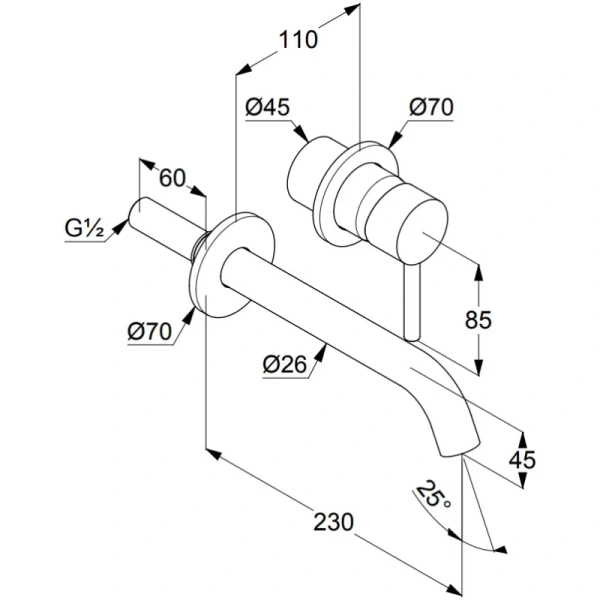Смеситель для раковины Kludi Bozz 38245N076 встраиваемый, без донного клапана, Золотой
