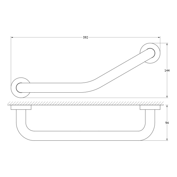 Поручень изогнутый Ø25 mm/39 cm (хром) (ARTWELLE) HAR 043