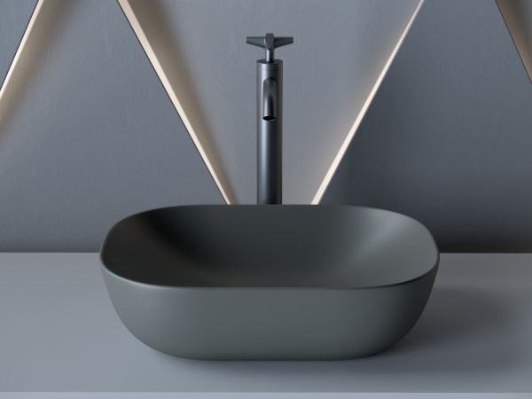 CN6009MDH Умывальник чаша накладная прямоугольная Темный Антрацит Матовый Element 455*325*135 мм