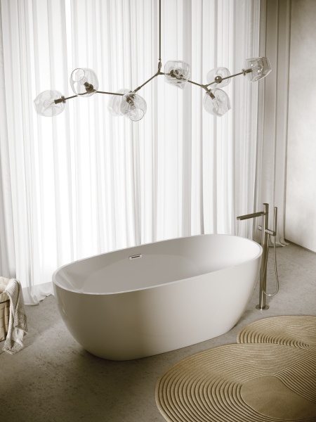 FB02 Ванна SANCOS акриловая отдельностоящая 1700*800*580мм, бел. слив-перелив в комплекте, хром