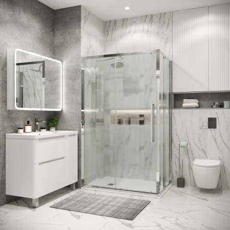 Душ.ограждение 120.K33.02.1090.10.02 Cosmo (100*90*195) хром, стекло шиншилла, 2 места