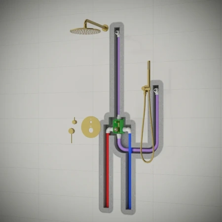 Душевой комплект Timo Saona SX-2369/16SM 250 мм, со смесителем, белый матовый