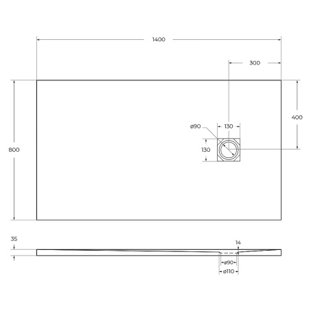 Душевой поддон из искусственного камня BelBagno Uno 140x80 TRAY-MR-UNO-AH-140/80-35-W Белый