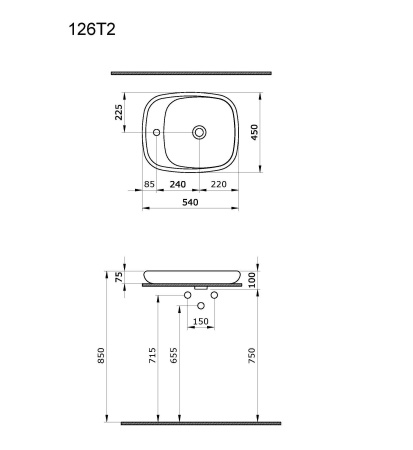 Раковина Ambassador Diamond 126T20001 (540*450*100) БЕЛАЯ
