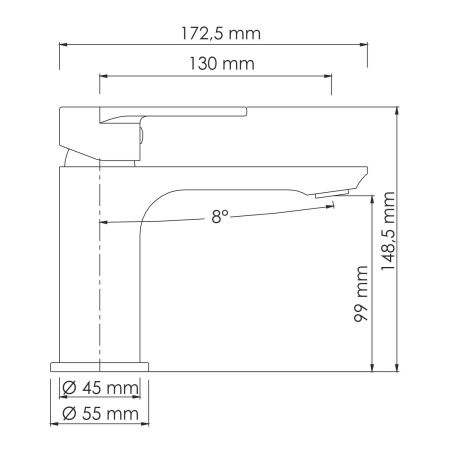 Смеситель WasserKraft Mindel 8503, из нержавеющей стали, рычажный