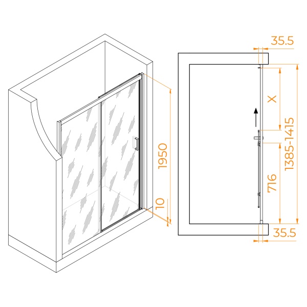 Душевая дверь RGW Passage PA-017B, толщина стекла 6 мм, прозрачная, чёрная