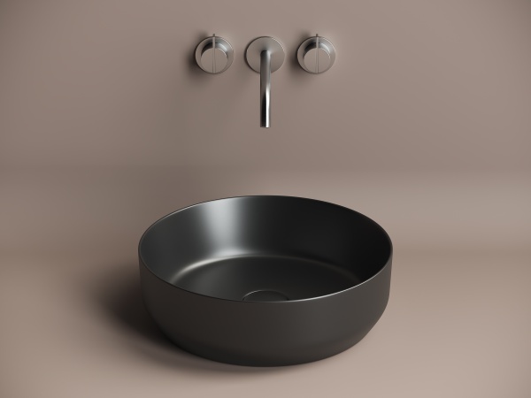 CN6022MB Умывальник чаша накладная круглая (цвет Чёрный Матовый) Element 390*390*120мм