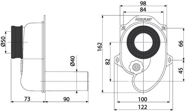 Cифон для писсуара горизонтальный AlcaPlast A45B