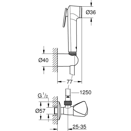 Душевой комплект Grohe "Tempesta-F" Trigger Spray 27514001, латунь, хром, 125 см