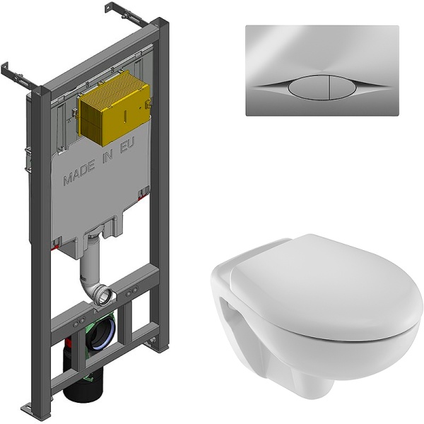 Комплект унитаза с инсталляцией Jacob Delafon Brive E21733RU-00 с сиденьем Микролифт и клавишей смыва Хром