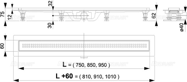 Душевой лоток Alcaplast Simple AG100201850 (APZ9-850M) с решеткой Хром