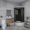 Душ.каб. NG-6508-14G (900х900х2150) высокий поддон(40см) стекло ТОНИРОВАННОЕ алюм черный 4 места