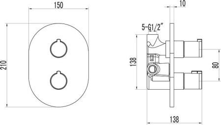 Cмеситель термостатический скрытого монтажа Ravak Chrome CR 064.00 без переключателя X070095