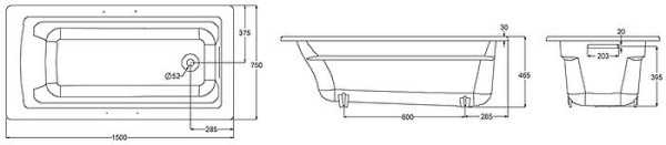 Чугунная ванна Jacob Delafon Archer 150x75 E6D906-0 с антискользящим покрытием