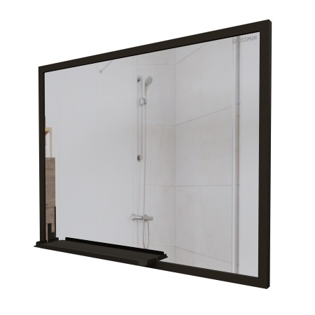 Зеркало "ЛОФТ-90 см" с полкой черное