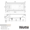 Ванна Wotte Line №1700, чугун, прямоугольная, белая, глянцевая, противоскользящая, 170×70 см