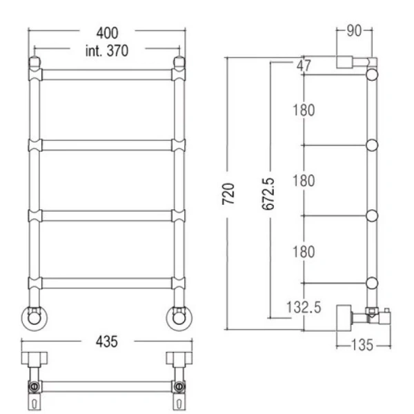 Полотенцесушитель водяной Margaroli Sole 442/370 Бронзовый
