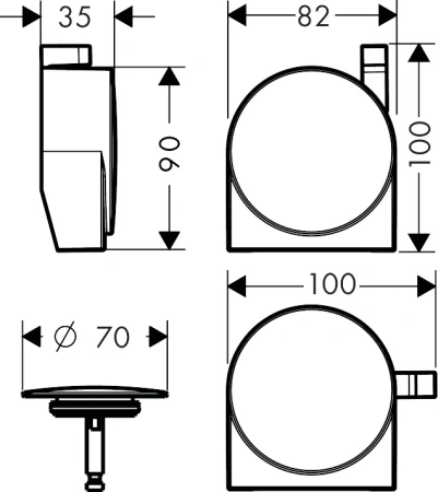 Излив на ванну Hansgrohe Exafill S с набором для слива и перелива (внешняя часть) матовый черный (58117670)