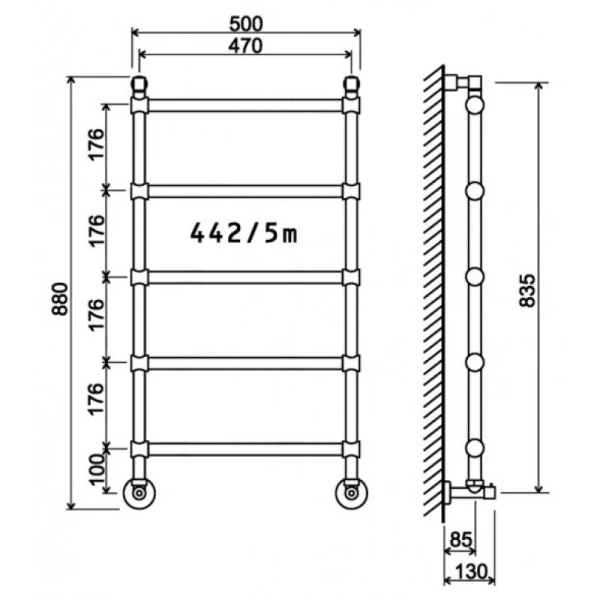 Полотенцесушитель водяной Margaroli Sole 442/470-5 Бронзовый