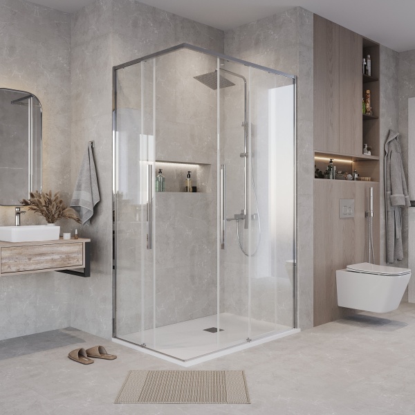 Душ.ограждение 300.K33.01.1090.10.00 Galaxy (100*90*195) хром, стекло прозрачное, 2 места